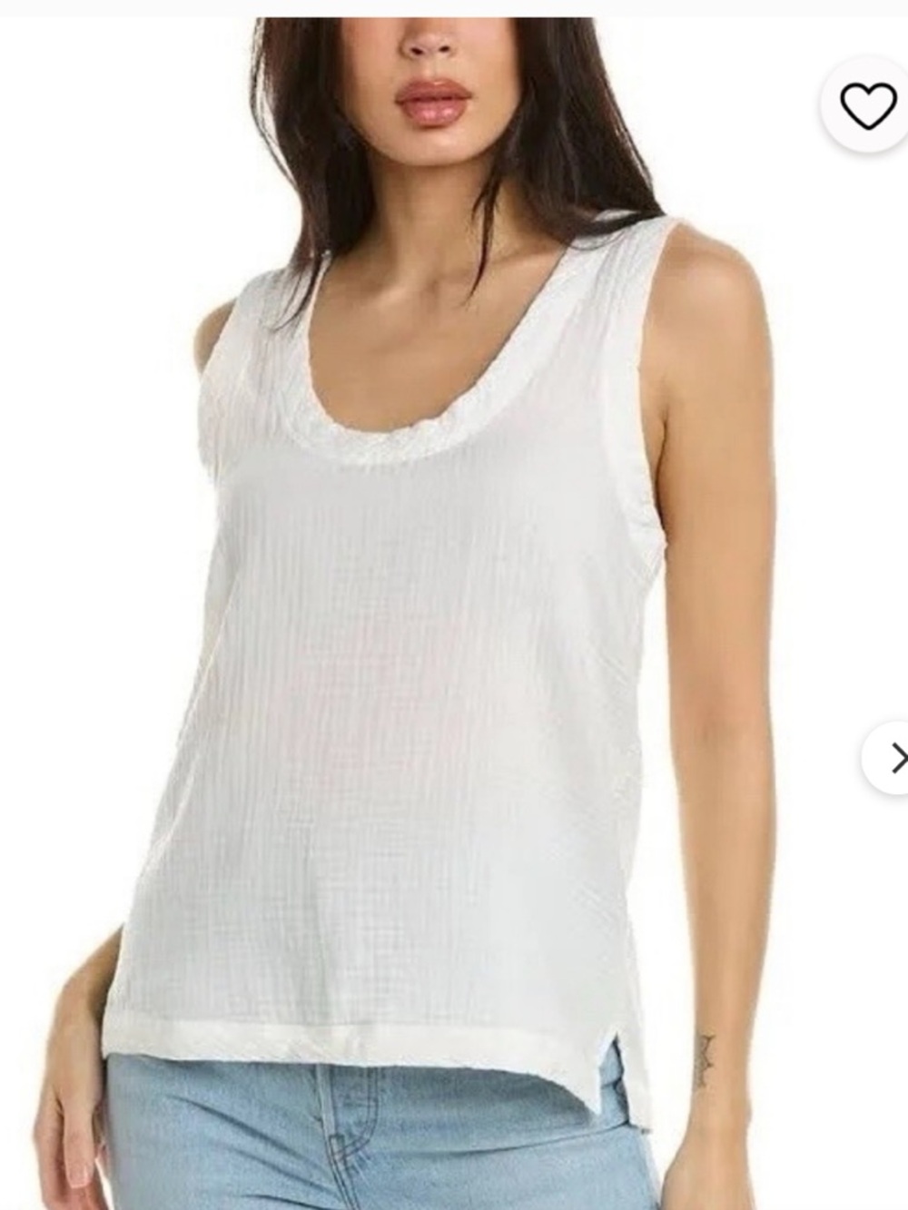Faherty Dream Cotton Gauze Scoop Tank Size XL, In White Boxy, Coastal, Boho